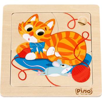 Pino Дървен мини пъзел Pino - Коте и мишле, 4 части (4733-5)