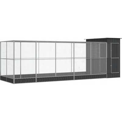 VidaXl Voliéra s rozšířením stříbrná 623x203x216 cm ocelová