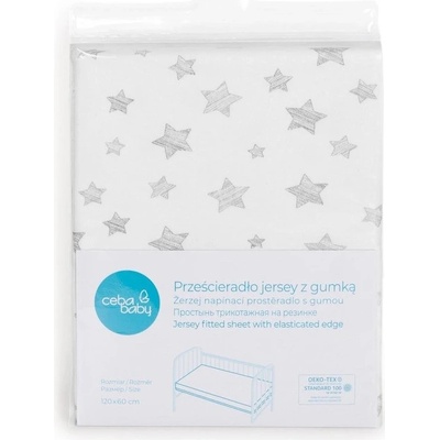 Ceba Baby Prostěradlo žerzej Grey Stars 60x120