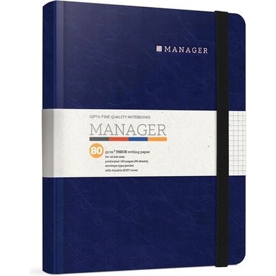 GIPTA Тетрадка Manager, А5, кремава хартия, широки редове, твърда корица, с ластик, 80 листа (5741)