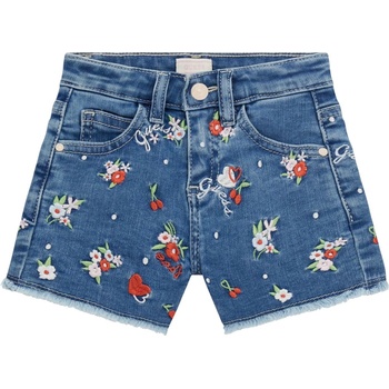 Guess Детски къси панталонки Guess - С ресни и цветчета, сини, 12 м (20252-K5GD00-D4CA0-CDFL-12M)