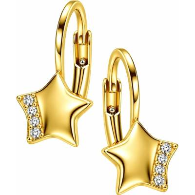 Zlaton Náušnice žluté zlato hvězda osazené zirkony visací 1.4cm 1.55g O06052613636