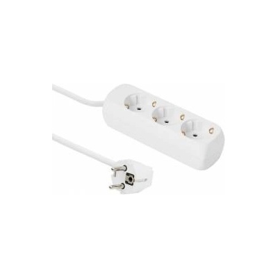 MicroConnect 3-way Schuko Socket 5M White Without ON/OFF Switch, with child protection