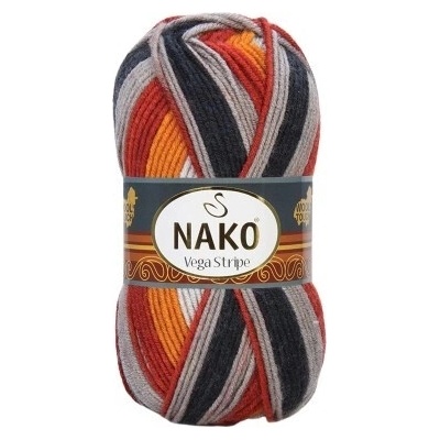 Nako Pletací příze Nako Vega Stripe 82417 - hnědá