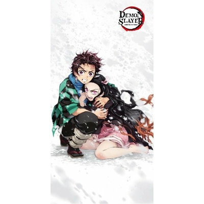 Halantex Plážová osuška Zabijak démonov Demon Slayer motív Tanjiro a Nezuko 70 x 140 cm