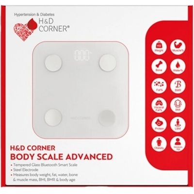 Karabinis medical sa Диагностичен кантар, H&D Corner Body Scale Advanced (1pc) - White Smart Scale with Lipometer & Bluetooth