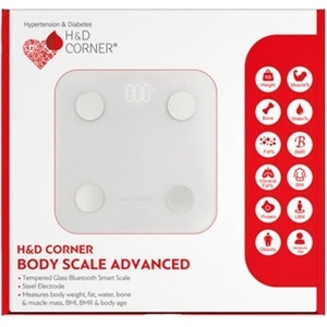 Karabinis medical sa Диагностичен кантар, H&D Corner Body Scale Advanced (1pc) - White Smart Scale with Lipometer & Bluetooth