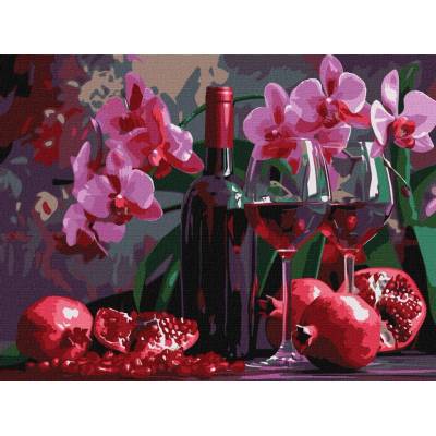 Ideyka Ideyka Malování podle čísel Víno a orchideje 30 x 40 cm