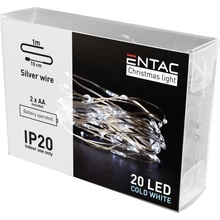 Entac reťaz drôtený 20 LED CW 1m 2xAA IP20