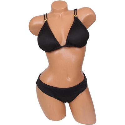 Дамски бански от две части в черно с рипсен ефект