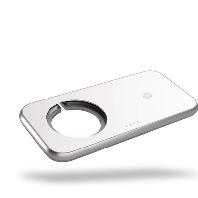 ZENS Aluminium Qi Magsafe Wireless Charger with 45W Charger ZEDC16W/00 - станция за безжично зареждане съвместима с Apple Magsafe захранване и Qi съвместими устройства (бял)