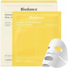BIODANCE Radiant Vita Niacinamide Real Deep Mask rozjasňujúca maska pre pleť s hyperpigmentáciami balenie 4 x 34 g