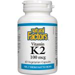 Natural Factors Vitamin К2, 100 mcg, 60 капсули, Natural Factors (1294 NF)