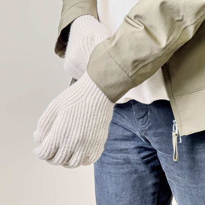 Плетени зимни ръкавици с изрязани отвори за тъч екрани - HR Braided Gloves with cut-outs for fingers (бежов)