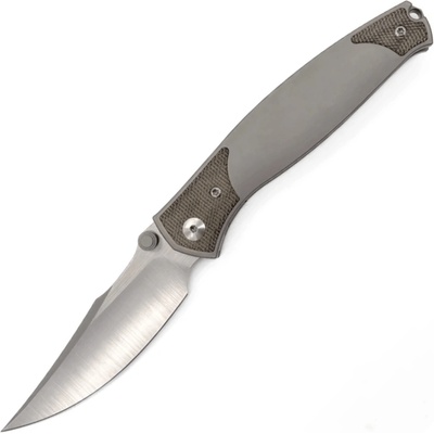 Giant Mouse GM14 Titanium, Green Micarta,Satin Uddeholm Vanax