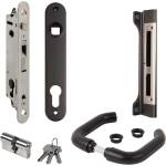 Locinox Комплект брава за вграждане Fortylock с насрещник за профил 40 мм. и аксесоари в черен цвят (P00016478)