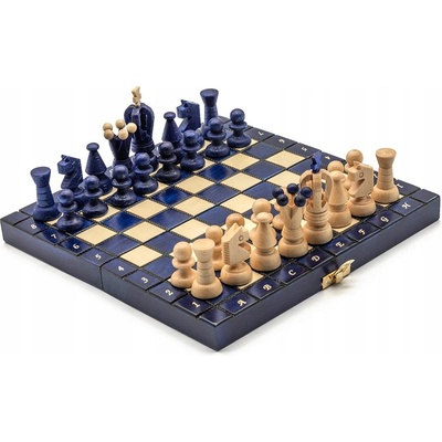Královské šachy mini modré/ dřevěné šachy/velké figurky/ výrobce
