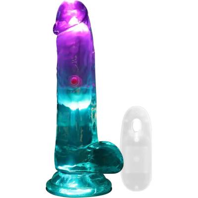 SHOTS LED vibrační rovný penis s kuličkami 15 cm Transparentní