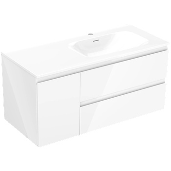 Mexen Orio шкаф за баня 100 см с мивка Vela дясна, 2S, 1D, бял гланц (91A13-10047-3-BBFFF00-W23P00)