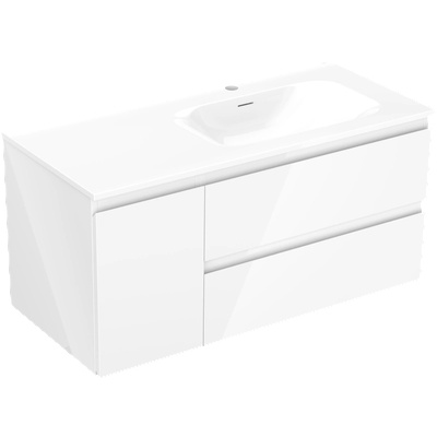 Mexen Orio шкаф за баня 100 см с мивка Vela дясна, 2S, 1D, бял гланц (91A13-10047-3-BBFFF00-W23P00)