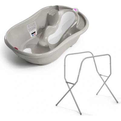 OK BABY SET Vanička rostoucí protiskluzová Onda Evolution Grey Kovový stojan na vanu