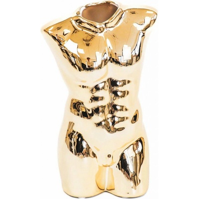 Dekorativní zlatá keramická váza pánský torzo HV decor moderní do obýváku 24 cm