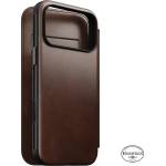 Nomad Modern Leather Folio, рустикално кафяво (Horween) - iPhone 18 Pro Max/17 Pro Max