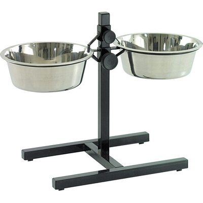 Duvo Plus Stand H-Foot with Bowls Black M - Метални купи за храна и вода със здрава стойка против плъзгане 56 см. - 2xØ24 см. 2х3л