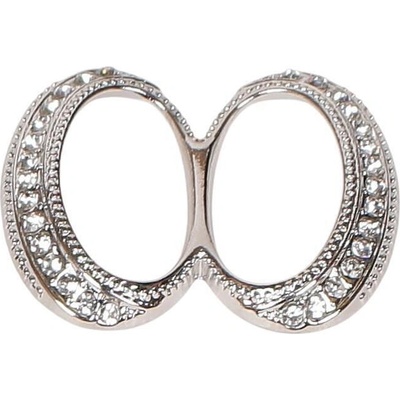 Сребриста катарама за шал и дрехи с камъчета