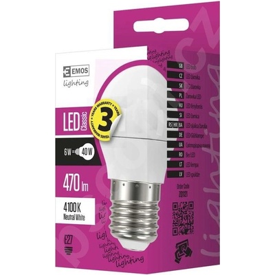 Emos LED žárovka LED žárovka Classic Mini Globe 6W E27 neutrální bílá