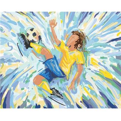 zuty Malování Podle Čísel Fotbalista Na Modrém Pozadí 40 x 50 Cm Plátno Rám