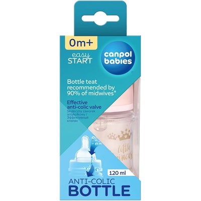 Canpol babies fľaša sa širokým hrdlom Royal Baby Pink 120 ml