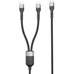 DeTech Кабел за данни DeTech DE-50CC, 2 в 1, Type-C - 2хType-C, 1.0m, Черен - 40515