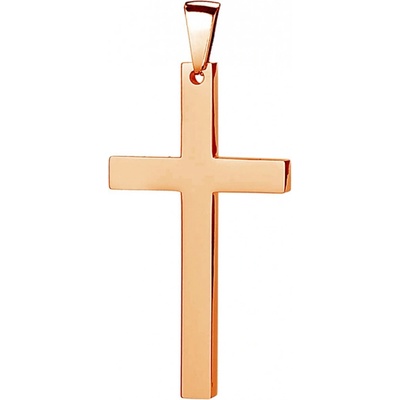 Šperky4U Zlacený ocelový přívěšek kříž 17 x 32 mm OPP1775 RD
