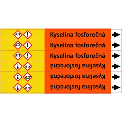 Grafiko | Kyselina fosforečná - dle ISO 20560 - Materiál Samolepící PVC folie, Rozměr aršík 6 ks 26x296 mm