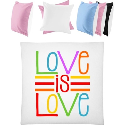 Darčeky PrintEQ Štvorcový Farebný Vankúš Dúhový dizajn Love is Love Biela Anitcká Ružová 40x40