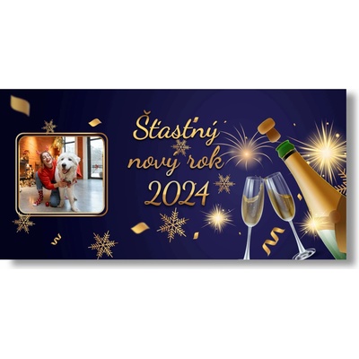 Personal Silvestrovský banner s fotkou - Champagne Rozmer banner: 130 x 65 cm