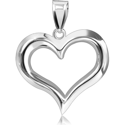 Šperky eshop Přívěsek ze stříbra 925 lesklá oblá linie srdce V1.15