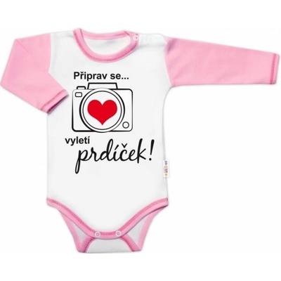 Body dlhý rukáv s vtipným textom Baby Nellys Připrav se....vyletí prdíček holka