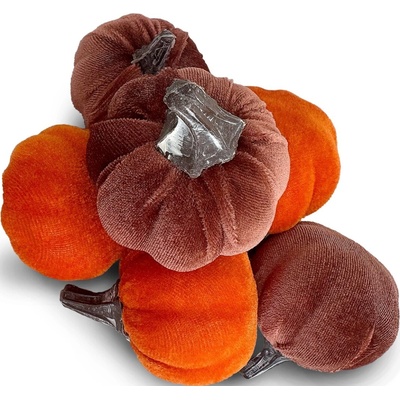 Textilní mini tykve dekorativní - 6 ks, oranžové