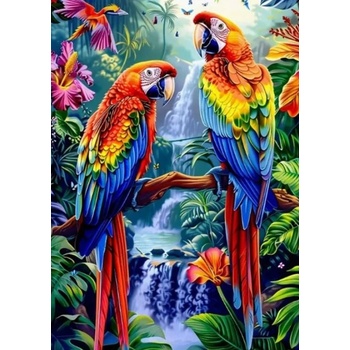 Norimpex - Puzzle Diamant painting: Parrots by the waterfall 30x40 cm - 1 - 39 piese