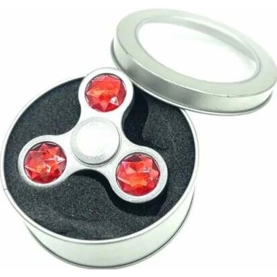 Stříbrný fidget spinner HQ červený diamant II