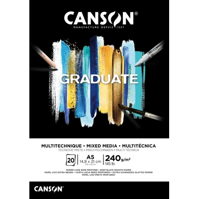 Canson Graduate Mixed Media Skicák čierny v lepenej väzbe A5 240g 20 listov