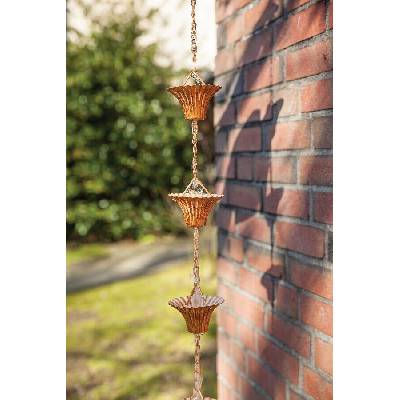 Okapníček RAIN CHAIN, růžová|měděná, dárkové balení, 8x259cm|Esschert Design