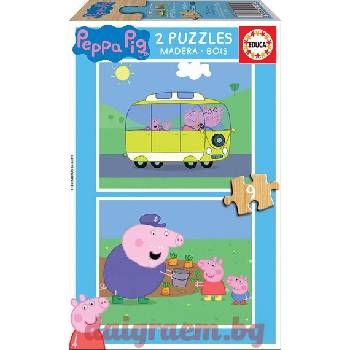 Educa Дървен пъзел EDUCA 17156 - 2 х 9 части - Пепа Пиг, Peppa Pig, Прасето Пепа (EDU17156)