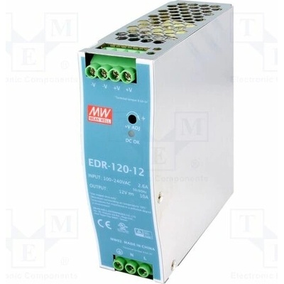 MEAN WELL EDR-120-12 Napájecí zdroj: spínaný; na lištu DIN; 120W; 12VDC; 10A; 90÷264VAC