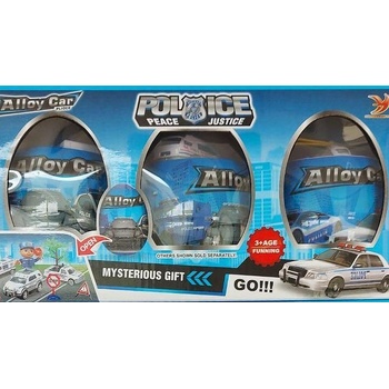 Комплект 3 полицейски колички в яйце, знаци и фигурка 260185