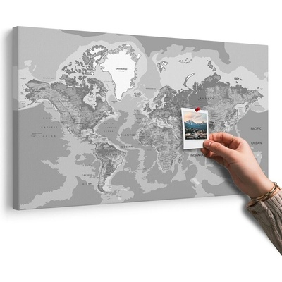 Obraz na korku klasická mapa světa v černobílém provedení - 120x80 place