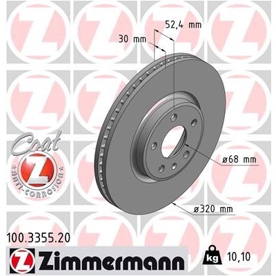 ZIMMERMANN Brzdový kotúč 100335520