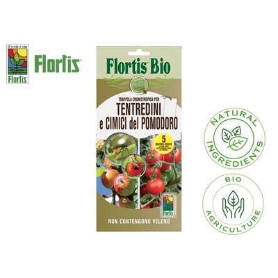 Flortis - Италия Бял холотропен капан с лепило за плодови и листни мухи, оси и зелена миризлива дървеница по доматите, Flortis Bio - 5 бр (1333040-10)
